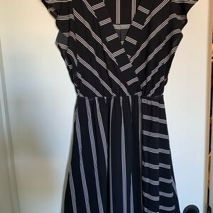 Monteau Black and White Striped Midi Dress